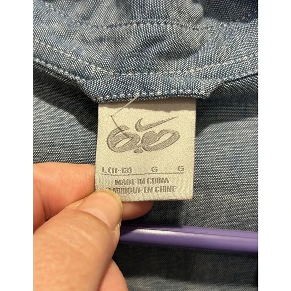 Nike 6.0 Women's Size‎ Large Blue Button Up Shirt Organic Cotton Linen Blend - Picture 5 of 8